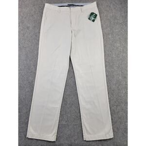 LL Bean Signature Pants Mens 35x32 Beige Lightweight Chino Soapstone 100% Cotton